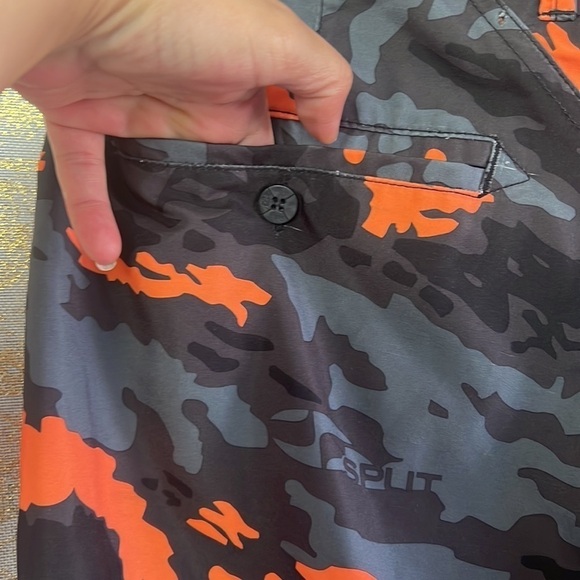 Split Orange/Black And Gray Como Surfer Skater Shorts Size 32 - Picture 8 of 15